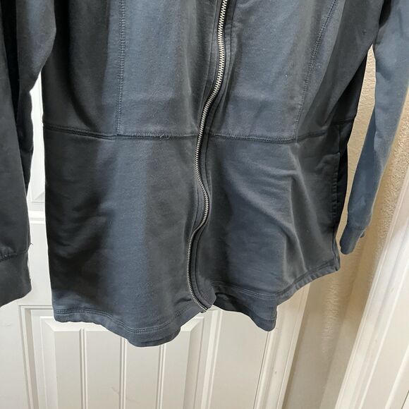 D &Co Denim & Company Jacket Womens M Gray Stretch Knit Zip Long Sleeve - Picture 3 of 11